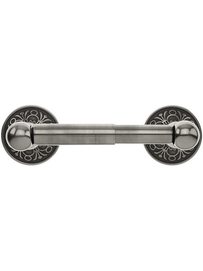 Brass Toilet-Paper Holder with Lancaster Rosettes in Antique Pewter.